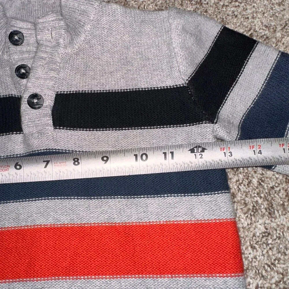 Boys GYMBOREE 3 button pullover striped SWEATER Size 3T gray EUC FALL FESTIVAL